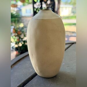World Market Bud Cream and Tan Vase